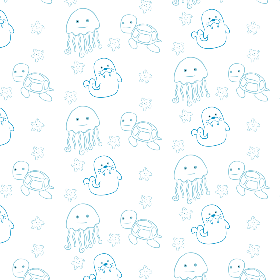 Background with sea and ocean animals. png