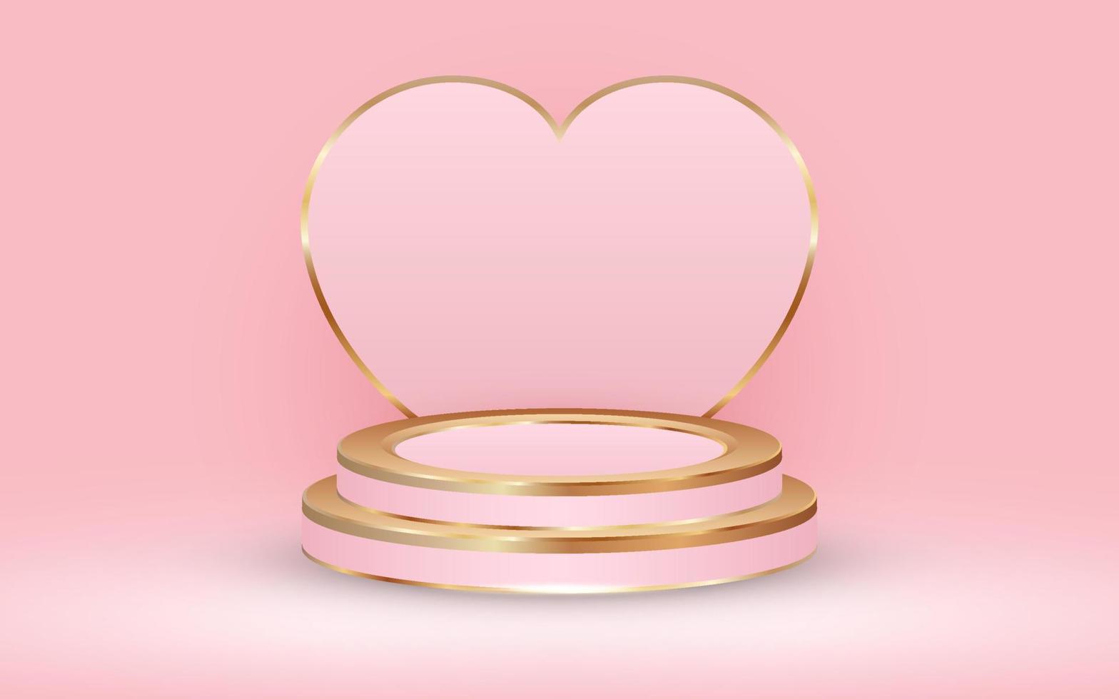 Pink Valentine Day Background with Podium vector