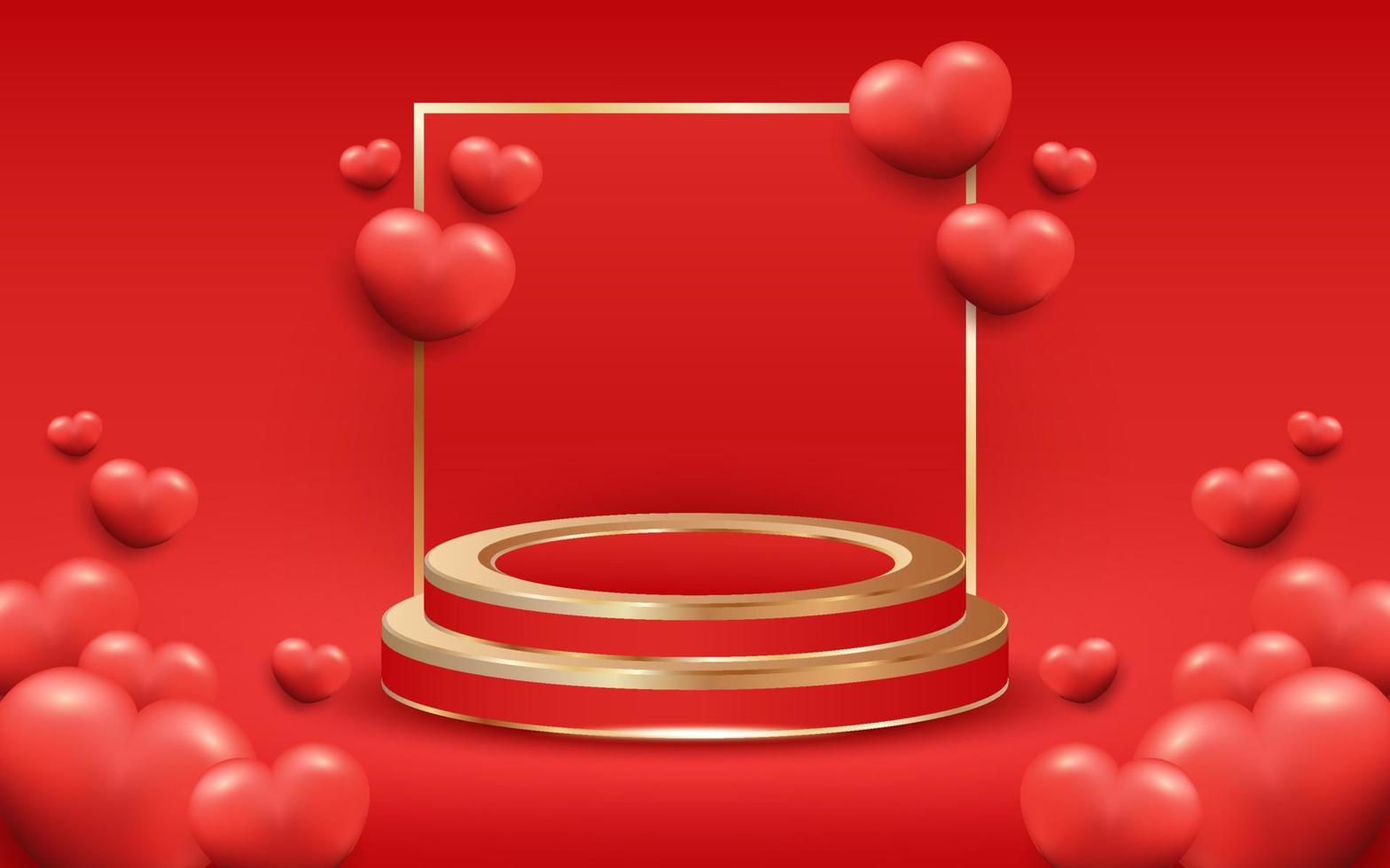 Red Valentine Day Background with Podium vector