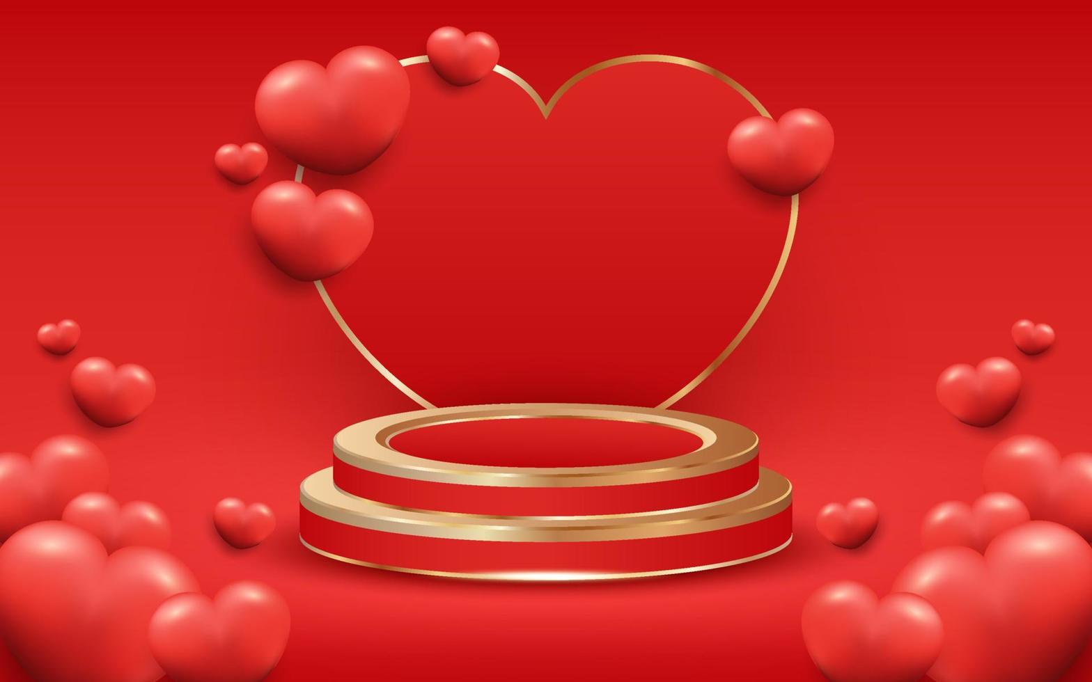 Red Valentine Day Background with Podium vector