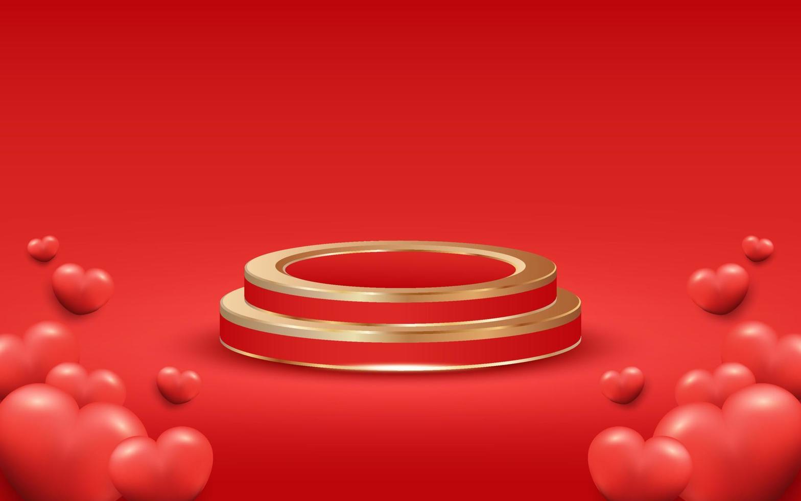 Red Valentine Day Background with Podium vector