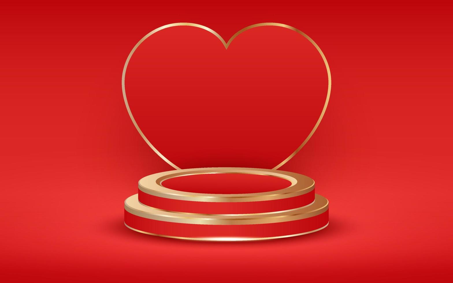 Red Valentine Day Background with Podium vector