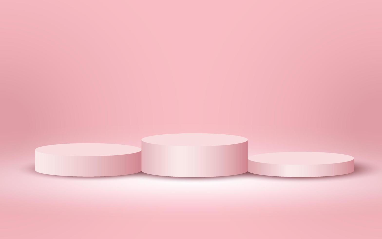 Luxury 3d Podium for Empty Cosmetic Products Show Scene on Soft Pink Background vector