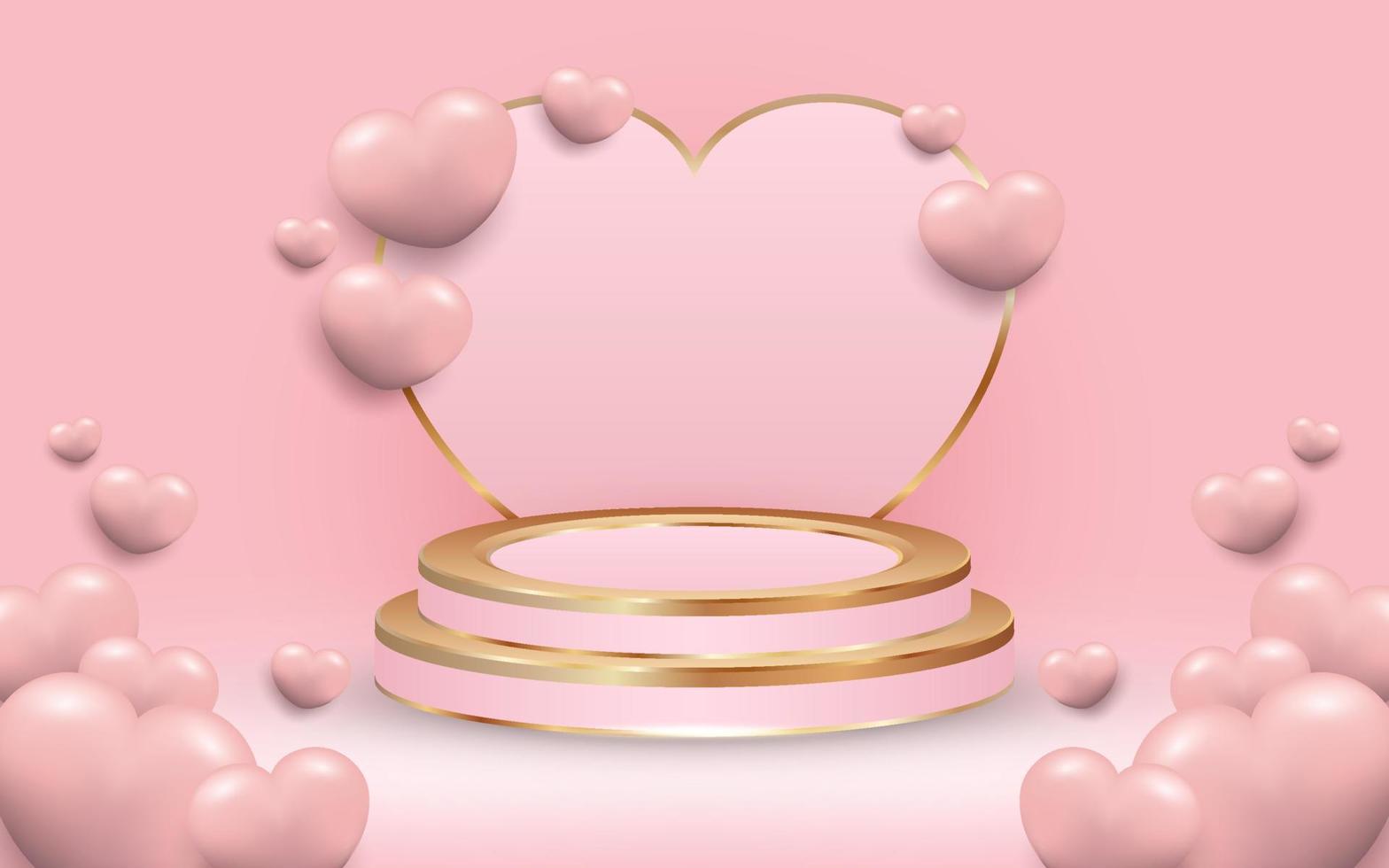 Pink Valentine Day Background with Podium vector