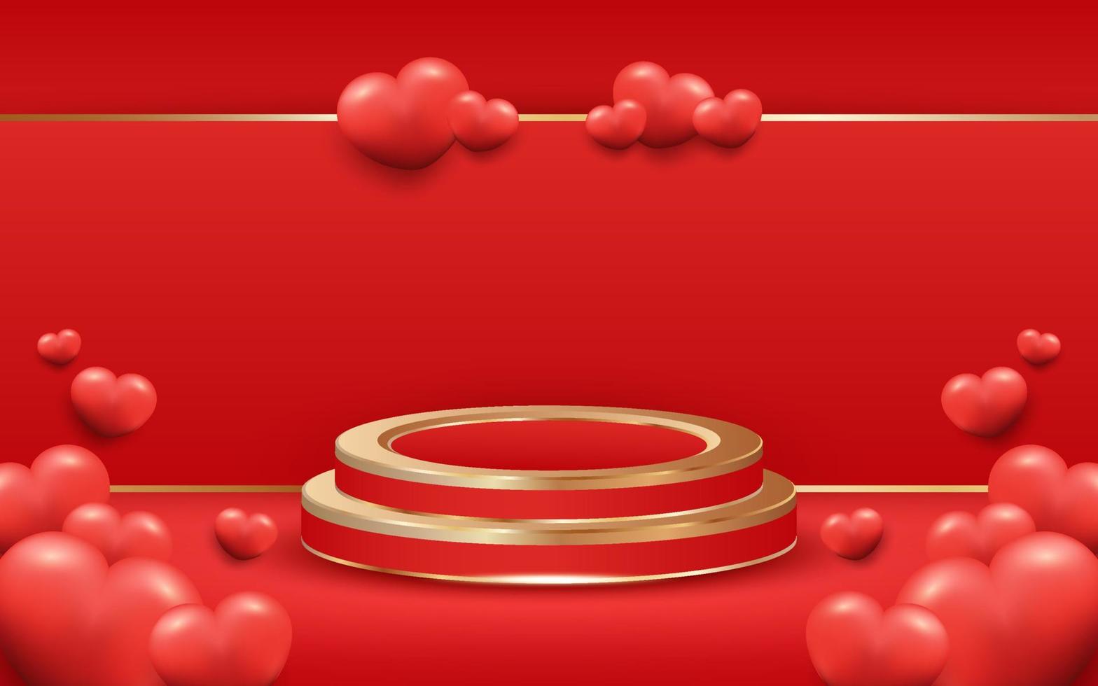 Red Valentine Day Background with Podium vector