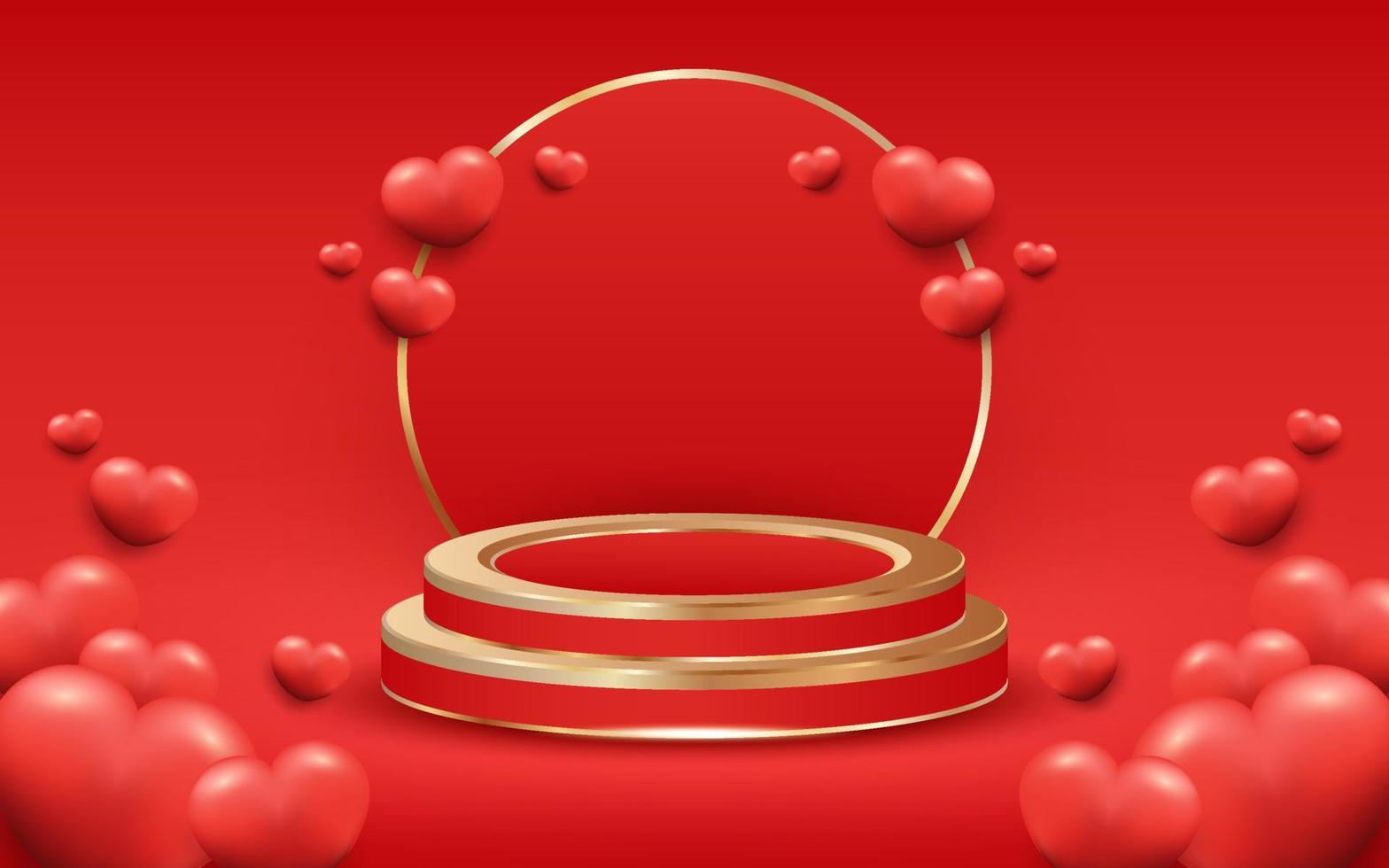 Red Valentine Day Background with Podium vector