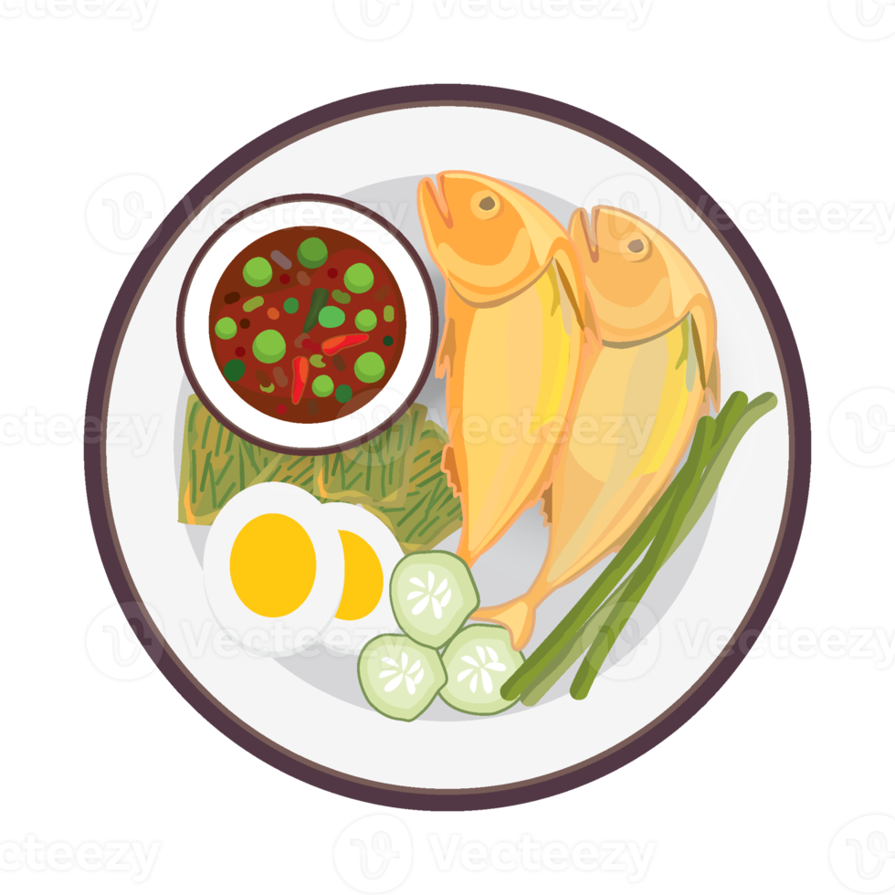 Set of chili shrimp source and fried mackarel one of famous Thai food, it is traditional Thai food with many combination kind of side order things. png