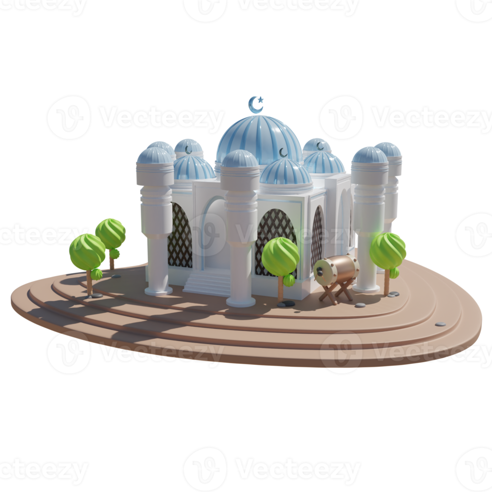 Moschee Ramadan eid al fitr auf transparent Hintergrund 3d Illustration png