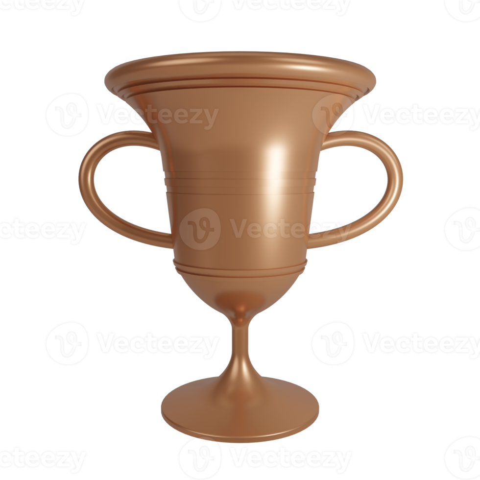 Bronze Trophy isolated on transparent background 3d illustration PNG File