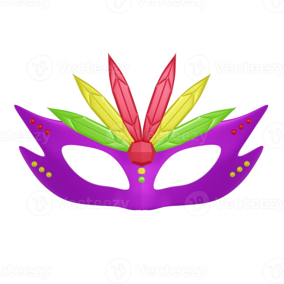 mardi gras masque isolé sur transparent Contexte 3d illustration png fichier