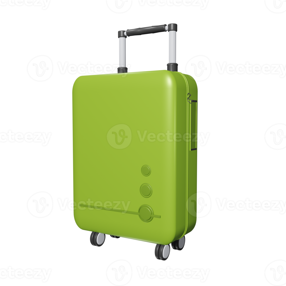 Green suitcase Travel isolated on transparent background 3d illustration PNG File