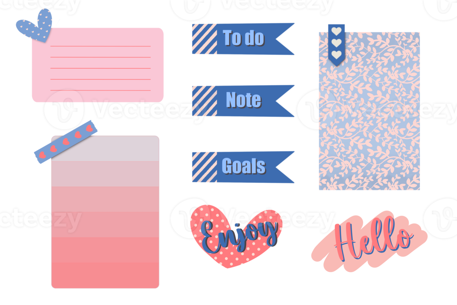 Notepad sticker set for planner diary png
