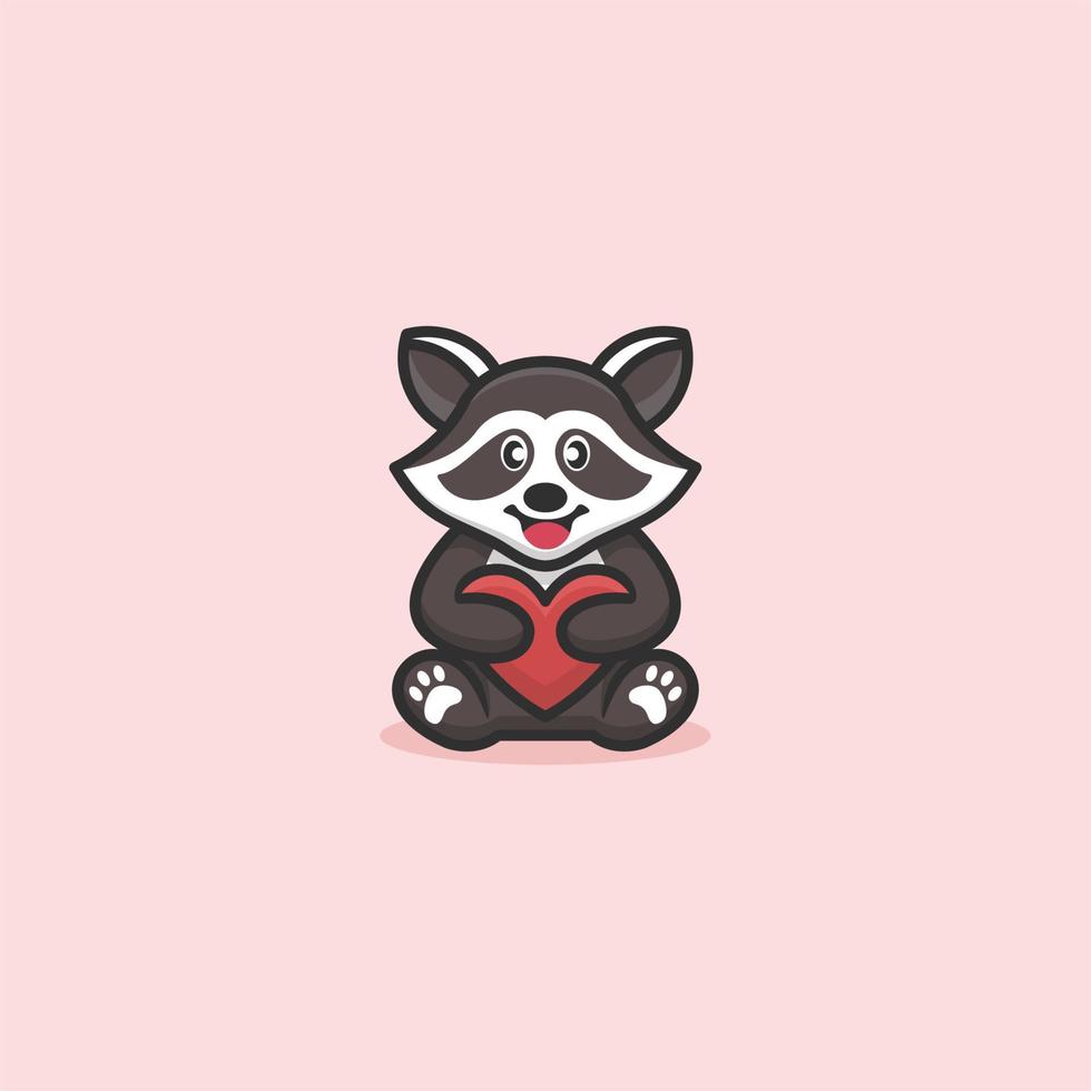 cute racoon concept logo design vector