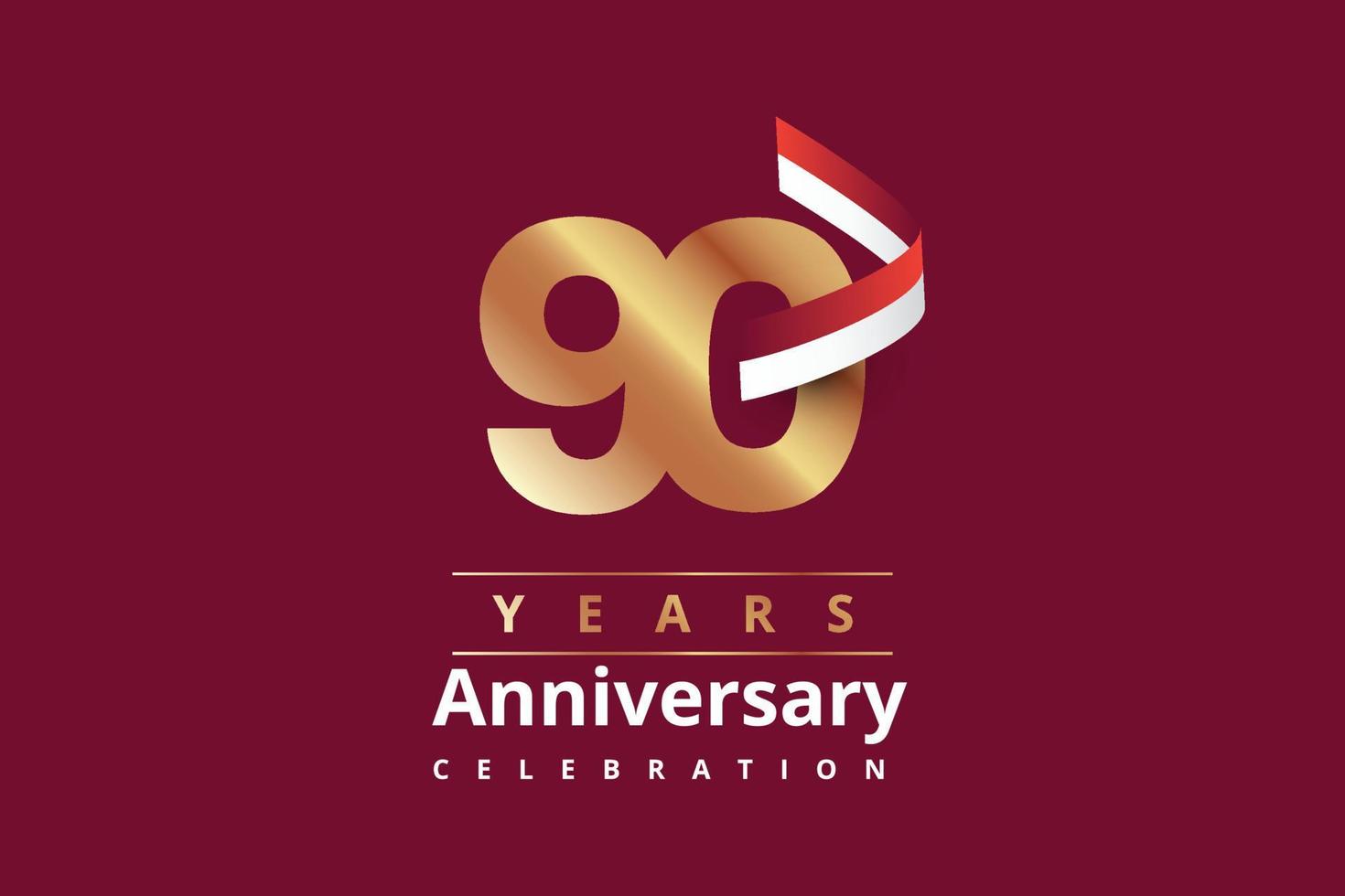 90 years anniversary gold logo template design vector