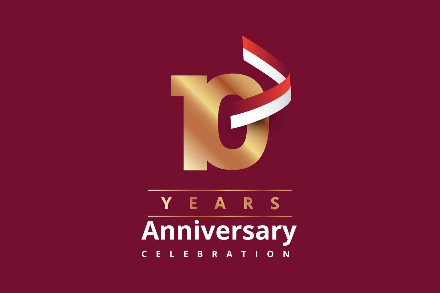 10 años aniversario oro logo modelo diseño vector