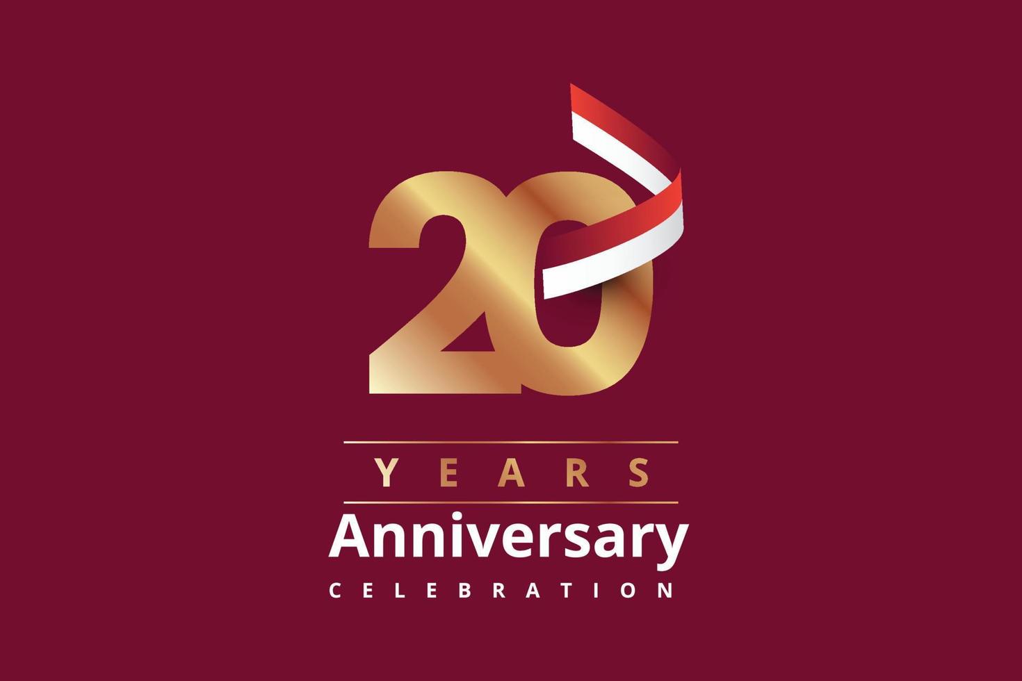 20 years anniversary gold logo template design vector