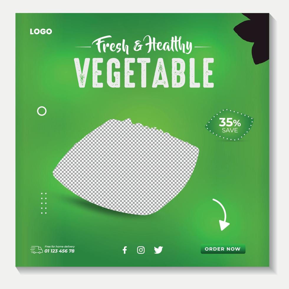 Healthy vegetable food social media post banner template vector