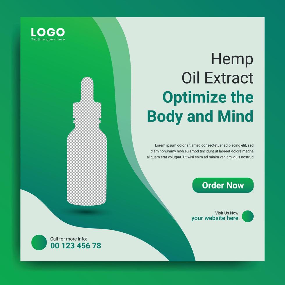 Cbd oil marketing social media post template vector