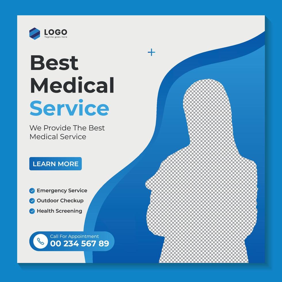 Medical healthcare flyer social media post and web banner vector