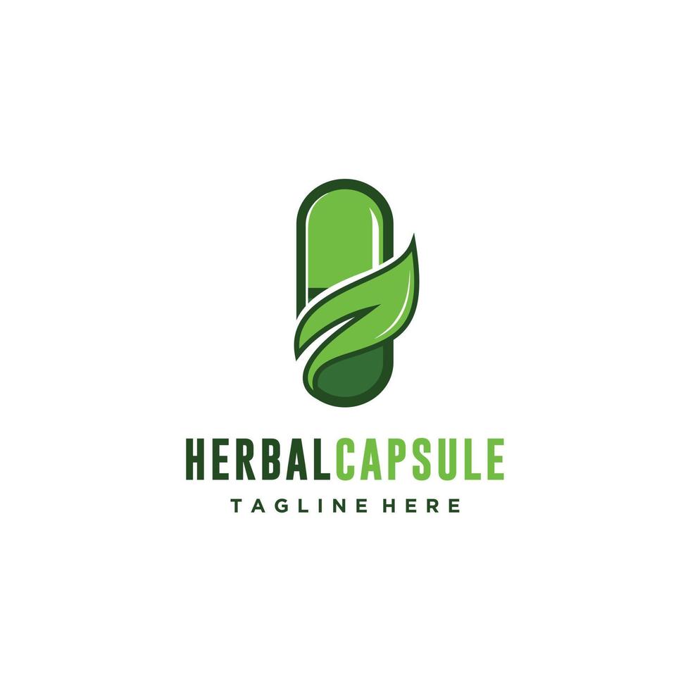 Herbal capsule pill vector logo design template. This design use nature and plant symbol.