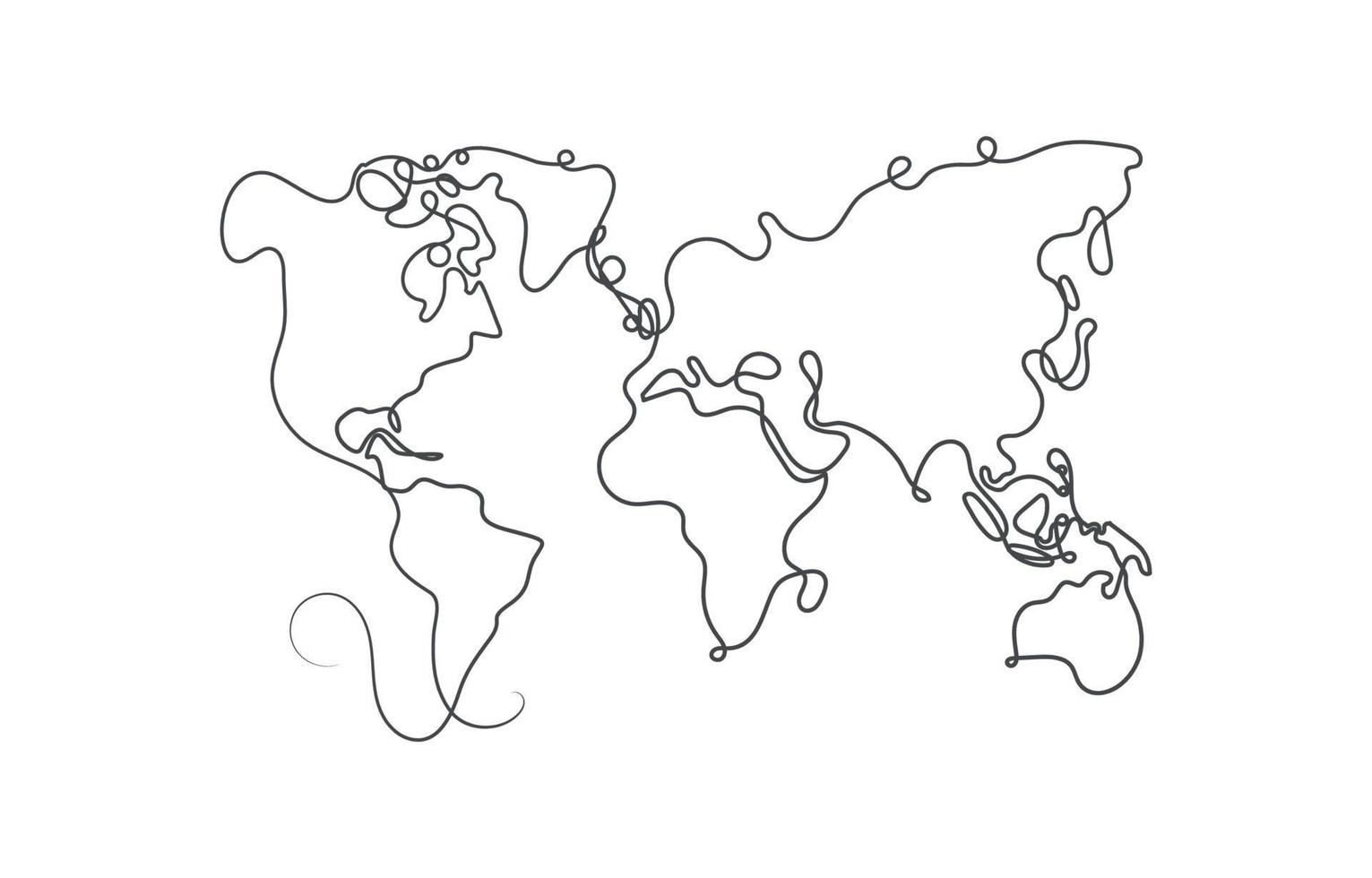 World Map with One Outline Style vector
