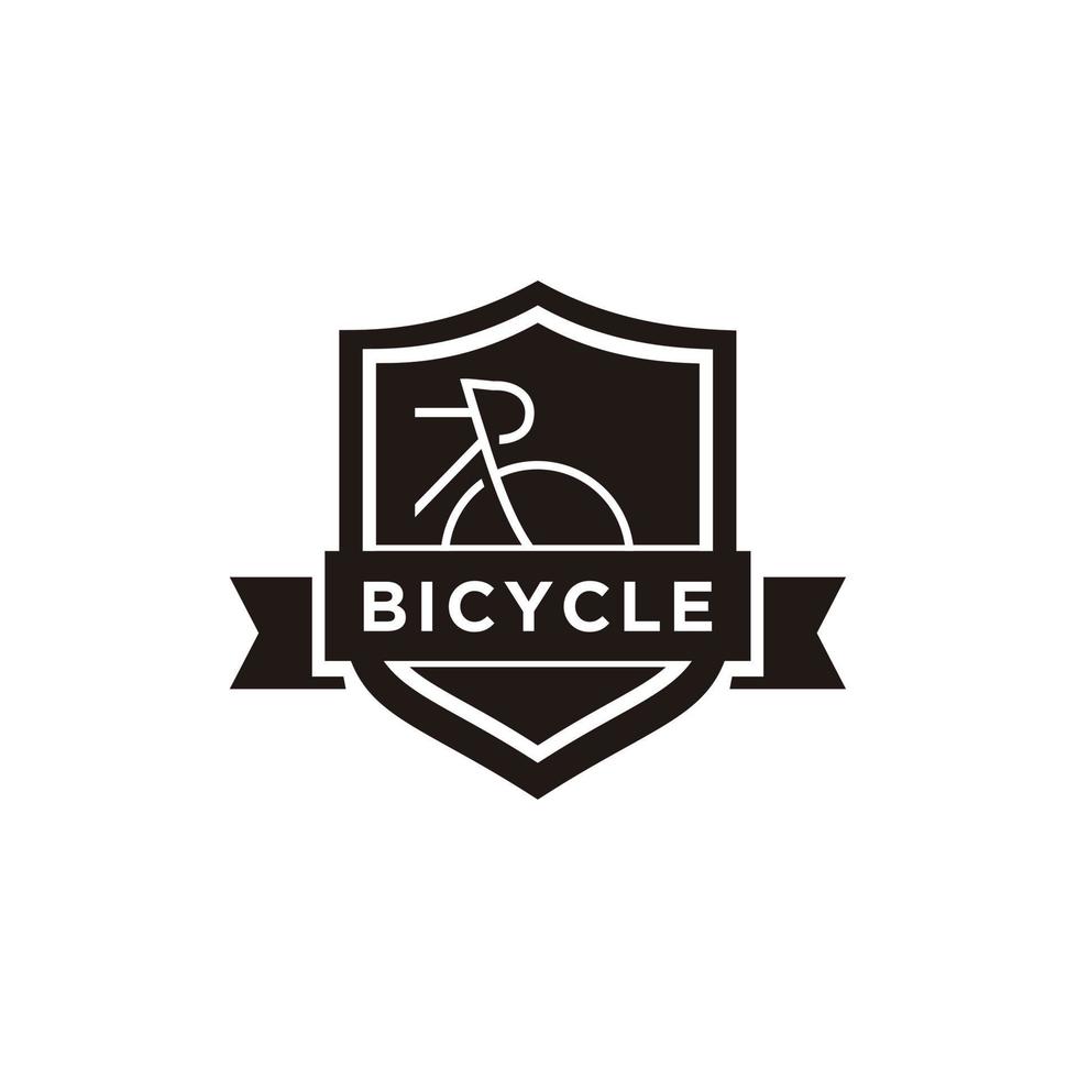 Bicycle on shield logo design template isolated on white background vector