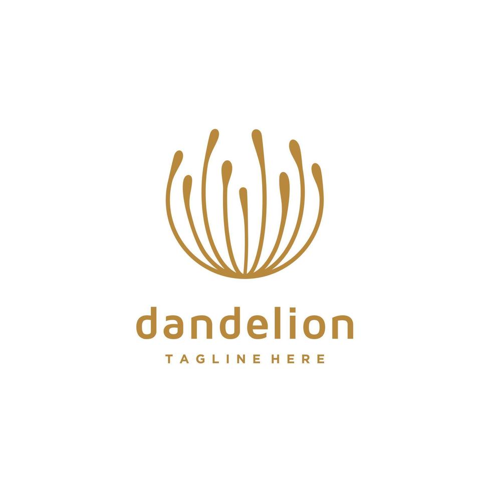 Dandelion flower minimalist gold logo design inspiration vector