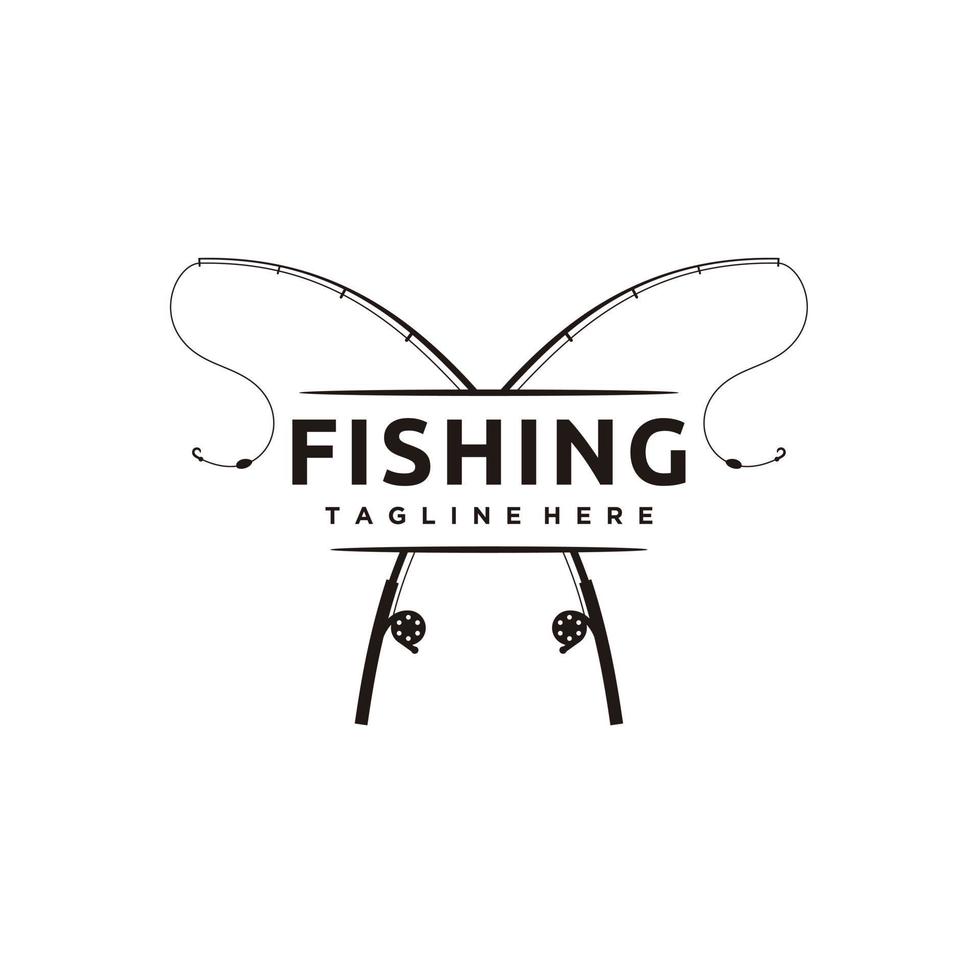 pescar varilla silueta caza logo diseño icono vector