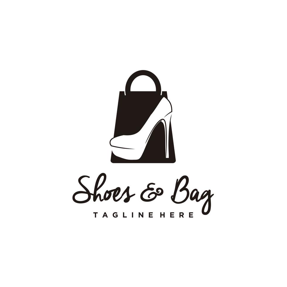 mujer zapato y bolso compras sencillo logo diseño icono vector