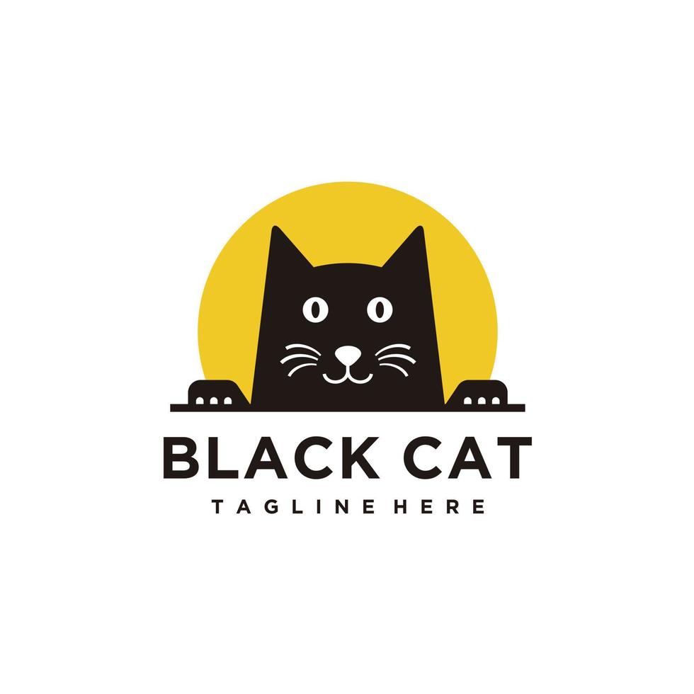 Cute black cat logo design vector inspiration