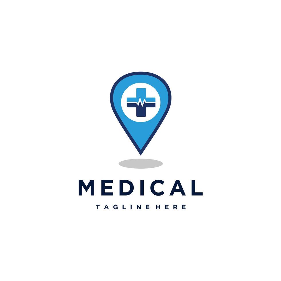 médico y salud cuidado punto logo diseño icono vector. mapas y ubicación para médico vector