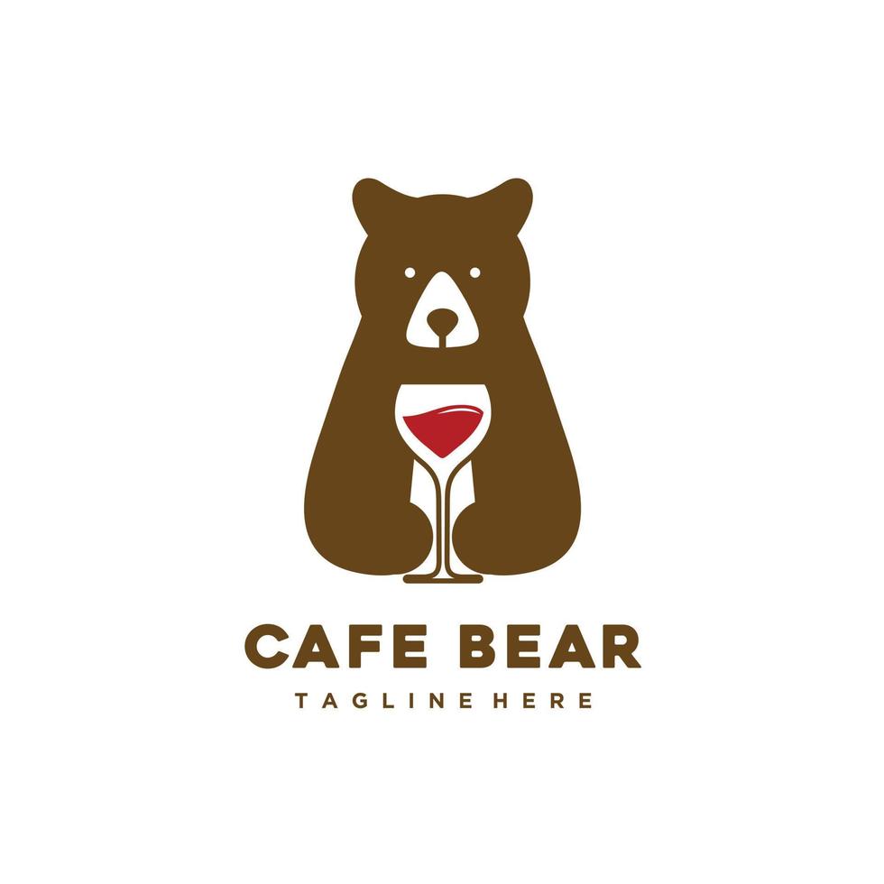 Cafe bear logo design hold glass vector