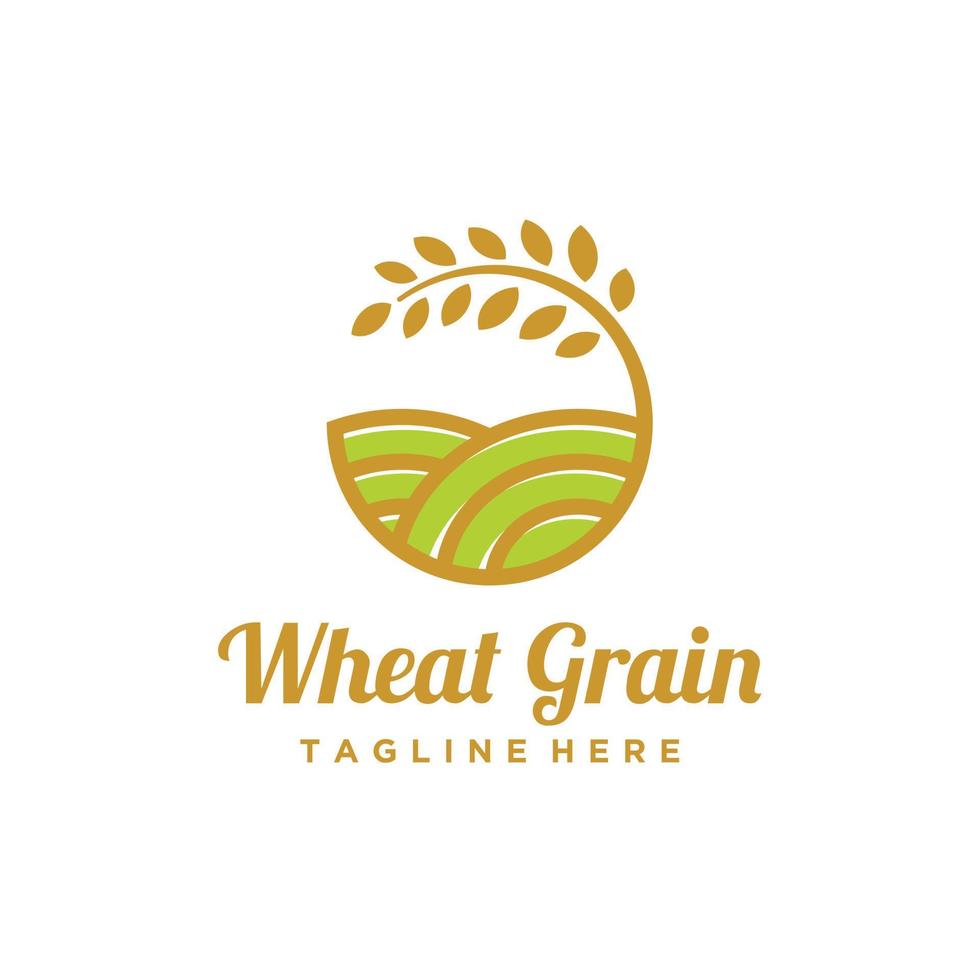 Grain wheat organic farm logo design template inspiration vector