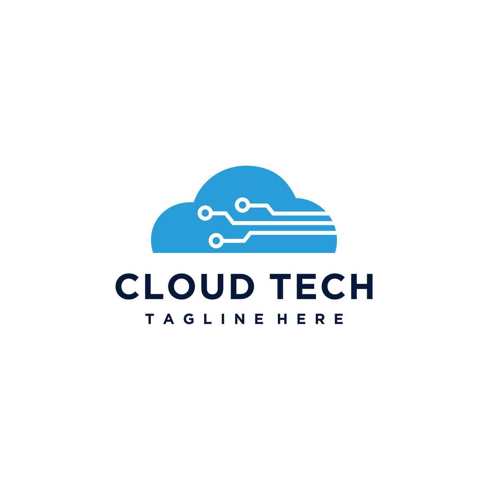 Cloud tech connect logo design vector template icon