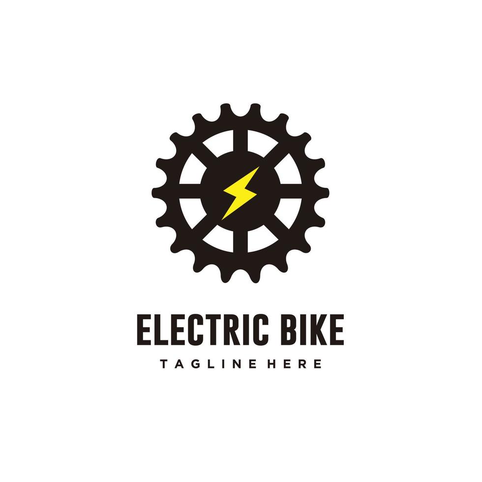 Electric Bike Gear and flash logo design inspiration vector
