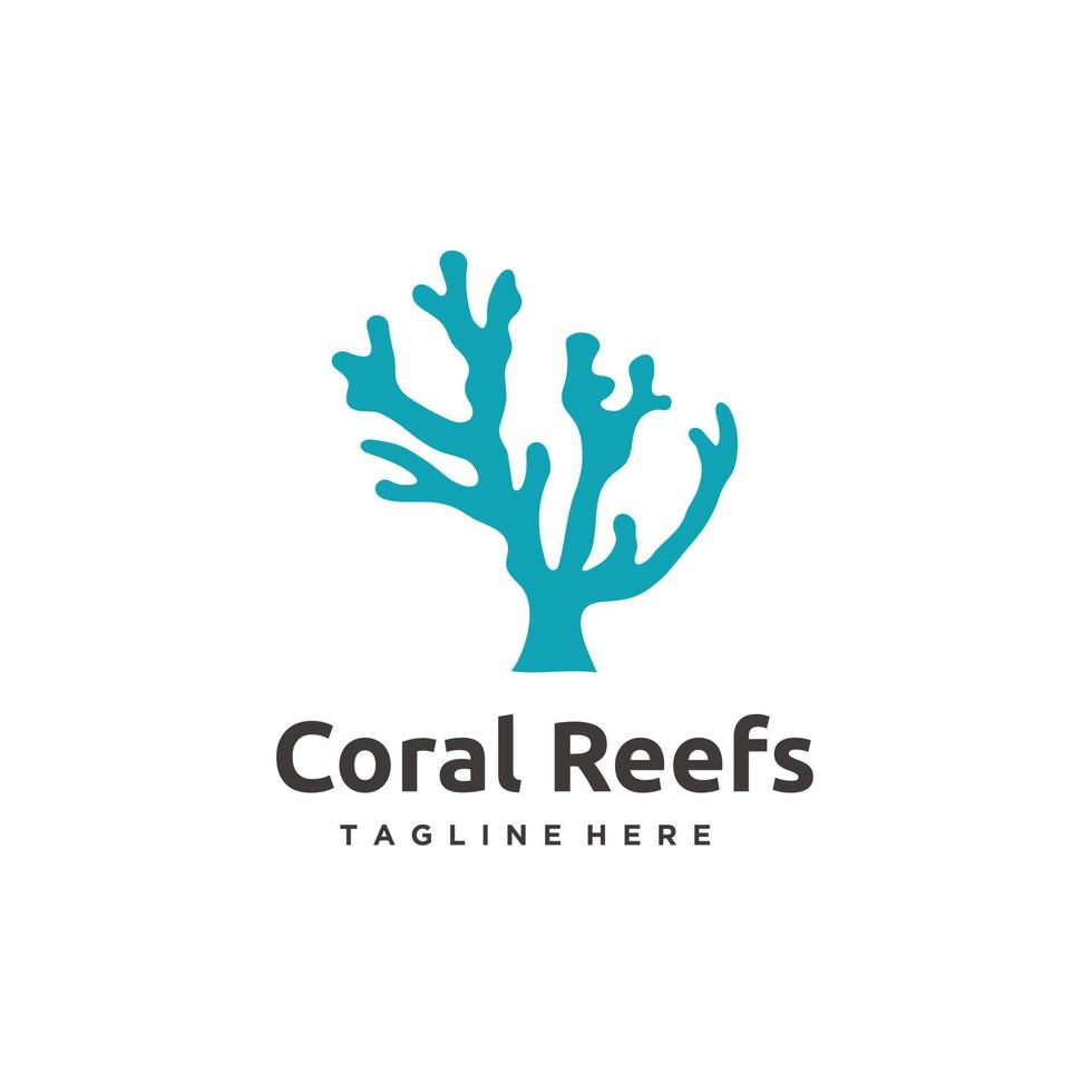 coral arrecife logo diseño icono vector