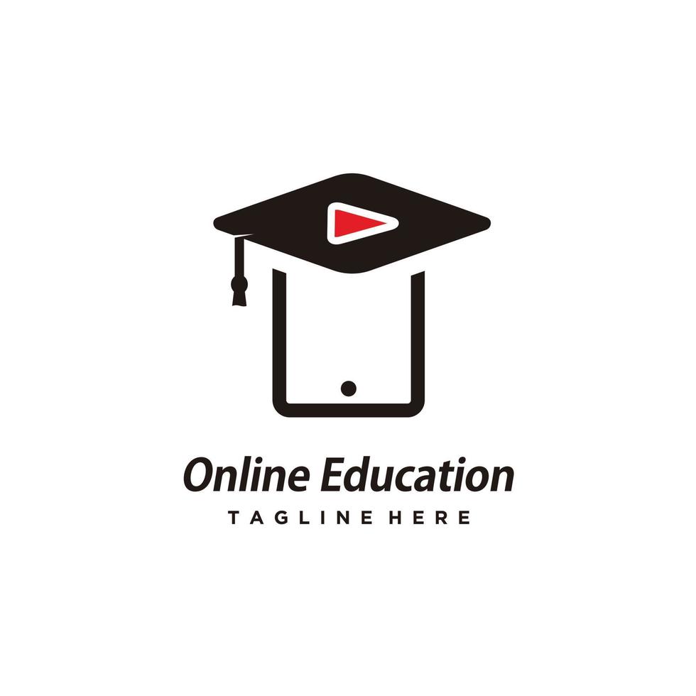 Digital School Logo Academy Cap and mobile phone Pointer Symbol Online Class vector