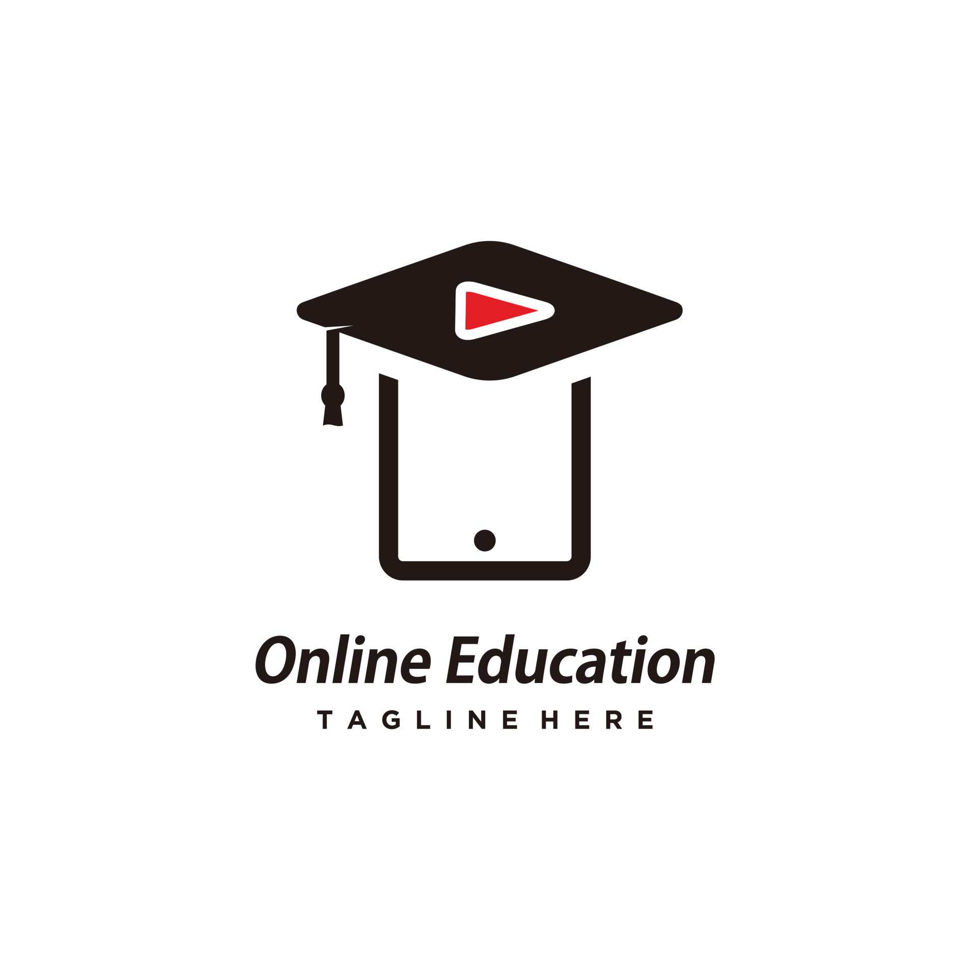 Digital School Logo Academy Cap and mobile phone Pointer Symbol Online