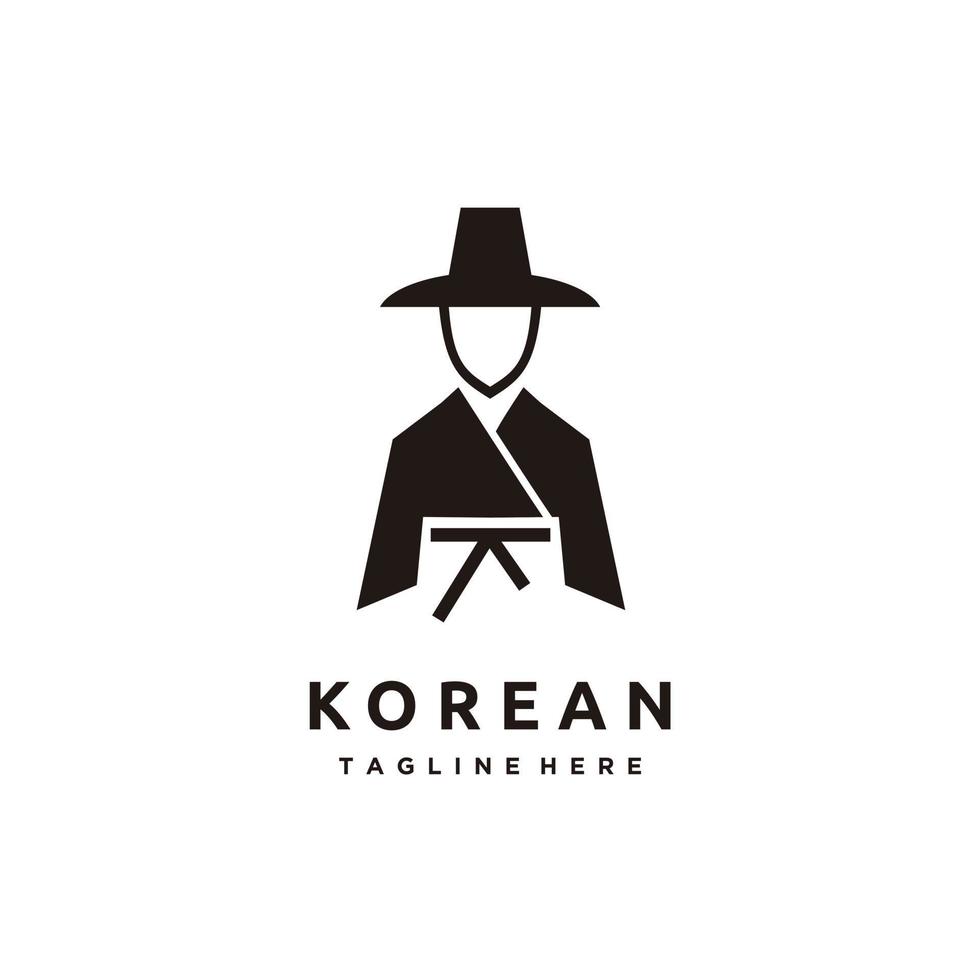 tradicional coreano vestir sombrero minimalista logo diseño aislado en blanco antecedentes. sur Corea símbolo valores vector ilustración.