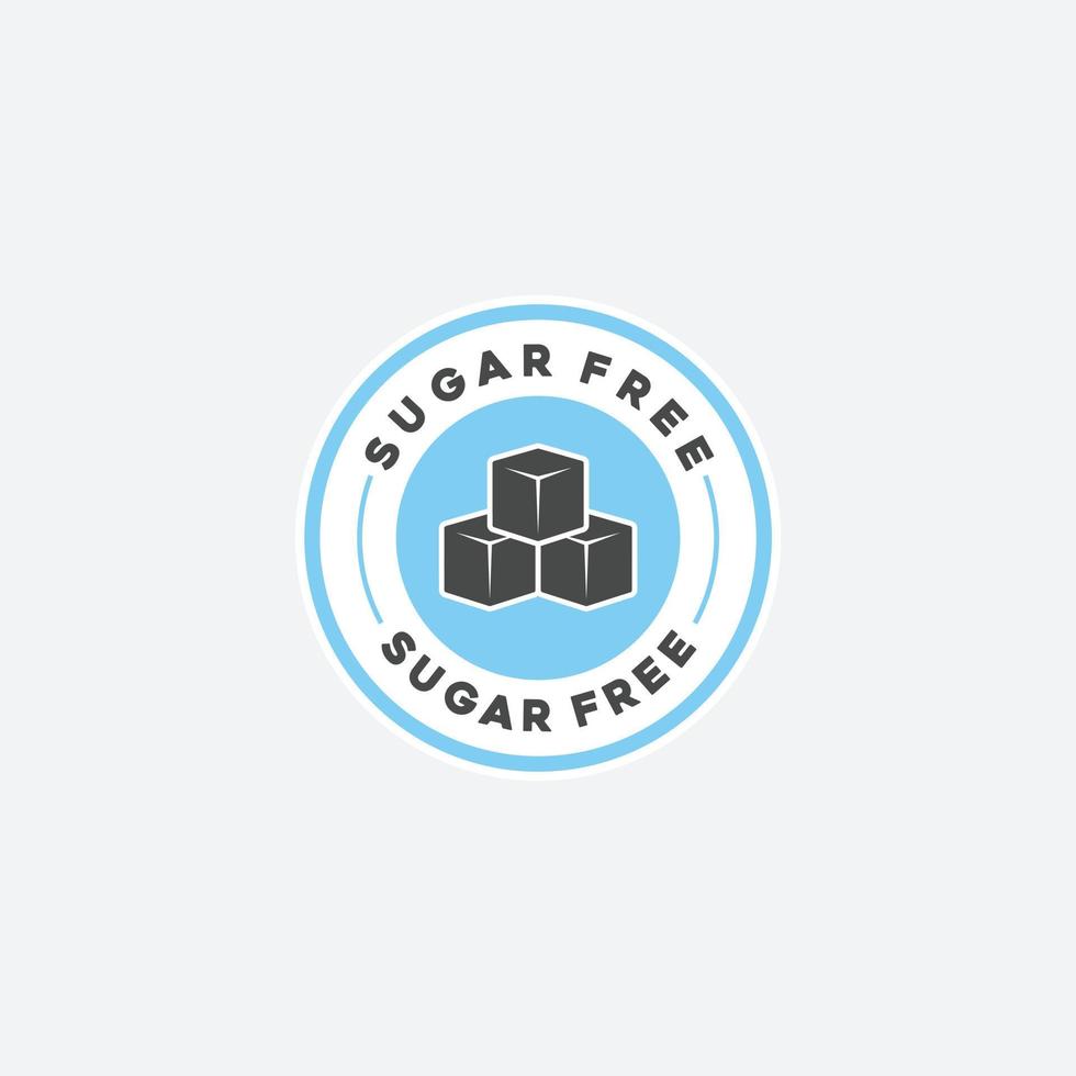 Sugar free label logo design icon vector template. Vector blue sugar free food symbol