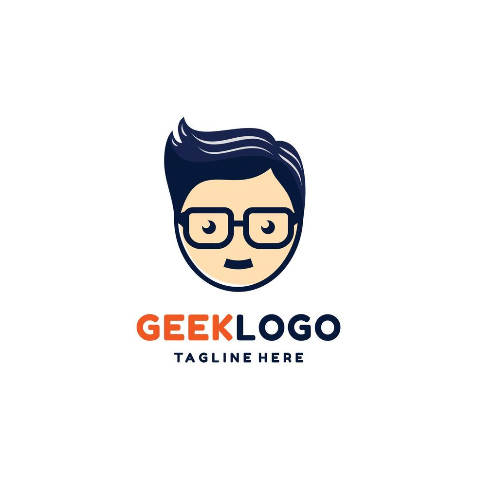 Geek nerd logo design icon isolated on white backgrounds vector