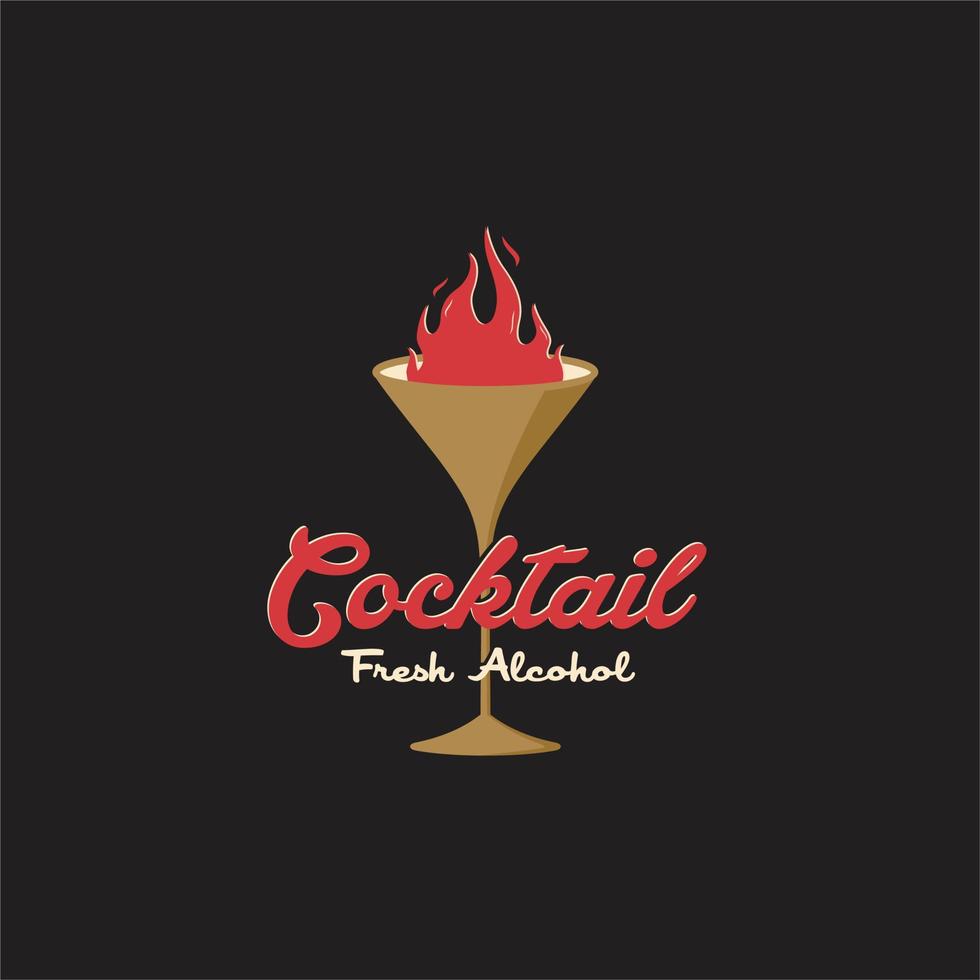 Burning cocktail glass hot logo design vector inspiration