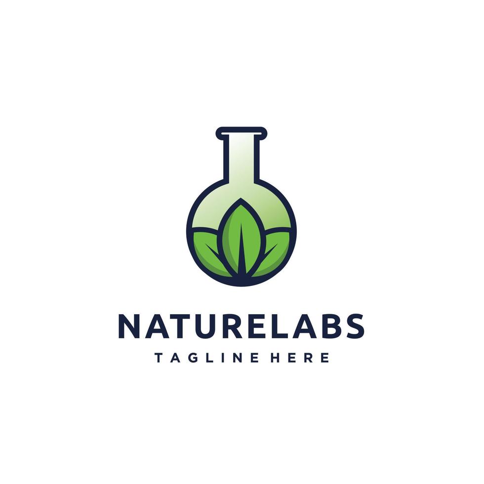 leaf lab nature logo badges vector icon illustration