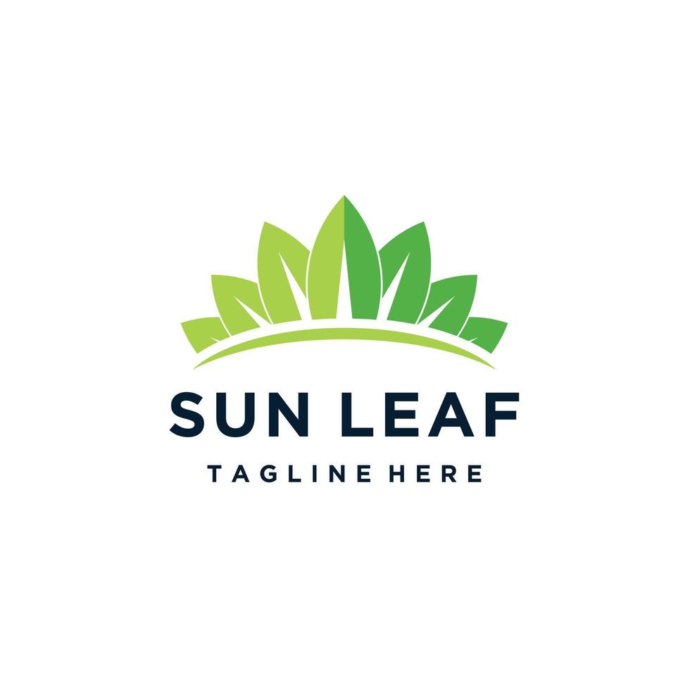 Sun and leaf minimalist logo design icon vector template isolated on white background