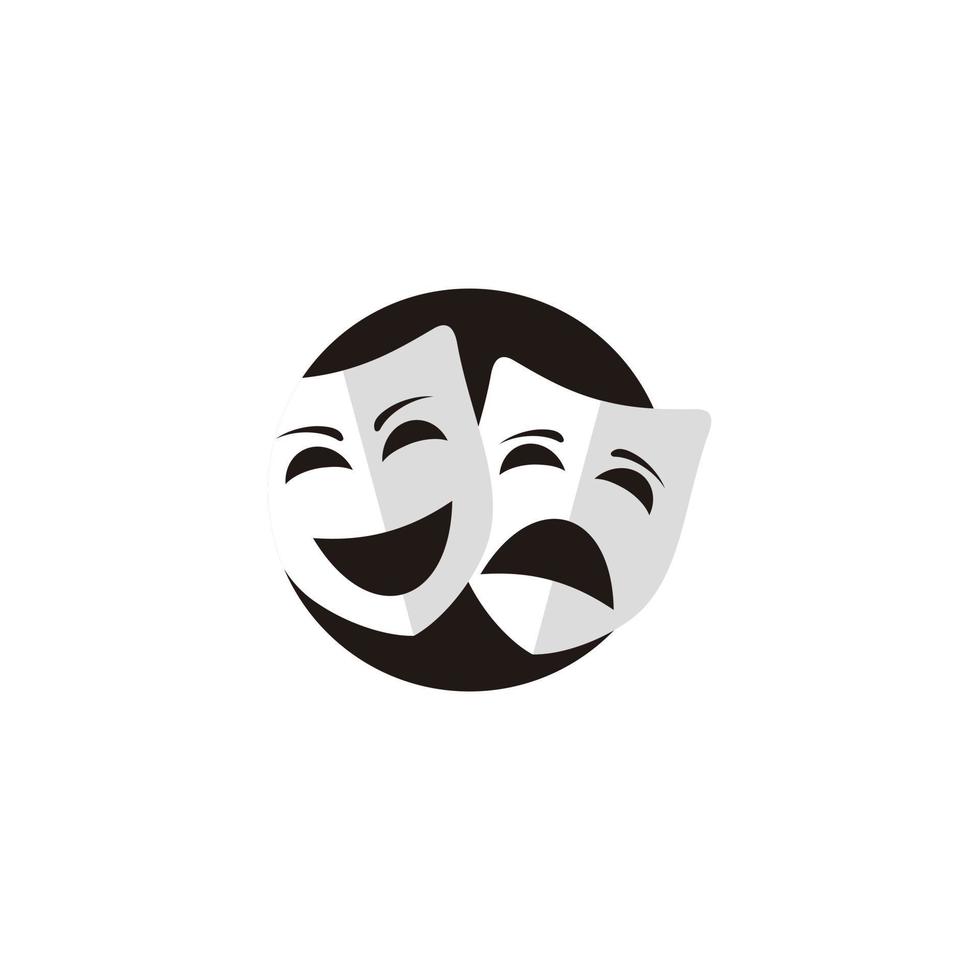 Comedy and tragedy theatrical masks. Theatre or drama school logo design symbol vector