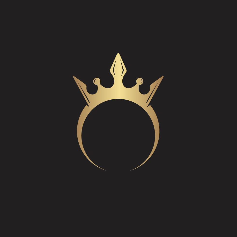 Luxury Crown Ring Diamond Jewelry Gold Logo Design Vector Icon