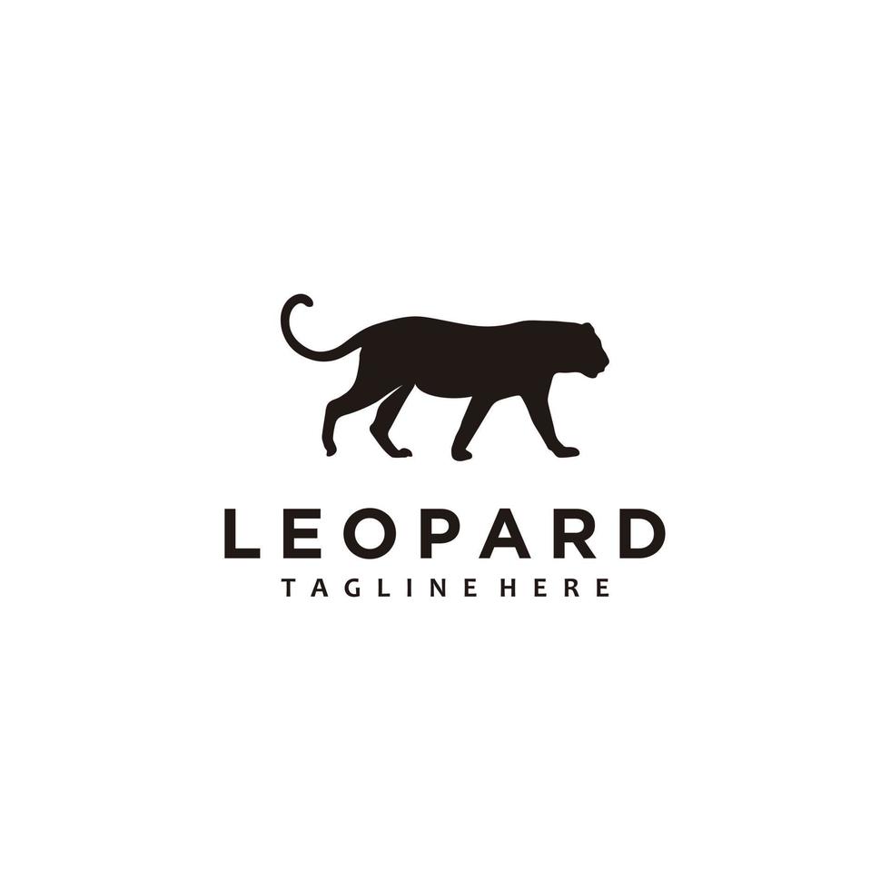 leopardo negro color silueta logo diseño ilustración vector modelo