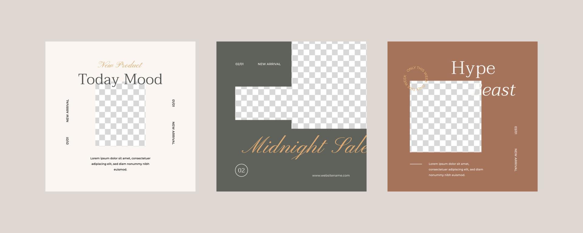 Aesthetic minimal social media post collection vector