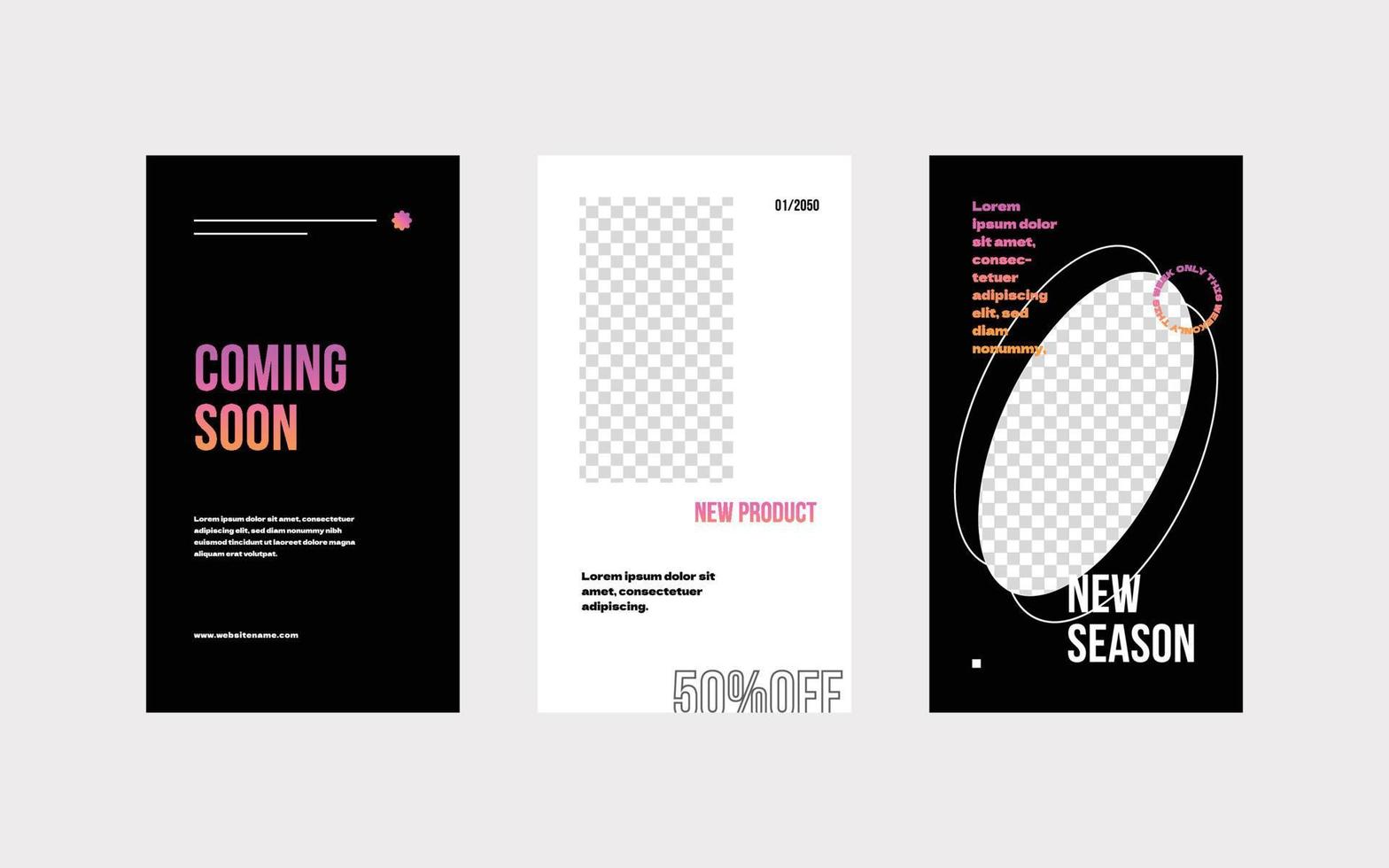 Gradient futuristic social media story template vector
