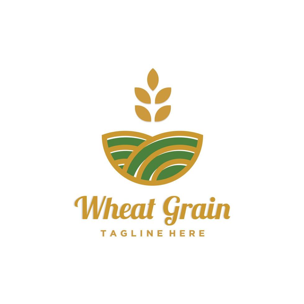 Grain wheat organic farm logo design template inspiration vector